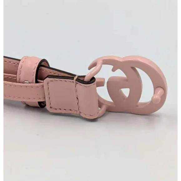 NEW Women’s GG Marmont Leather Thin Belt Pink 110 Cm 44 In 409417 Reversible GG Marmont thin belt in beige GG Supreme and pink  main image 4